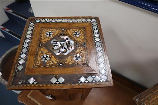 Two Moorish mother-of-pearl inlaid occasional tables largest 36cm